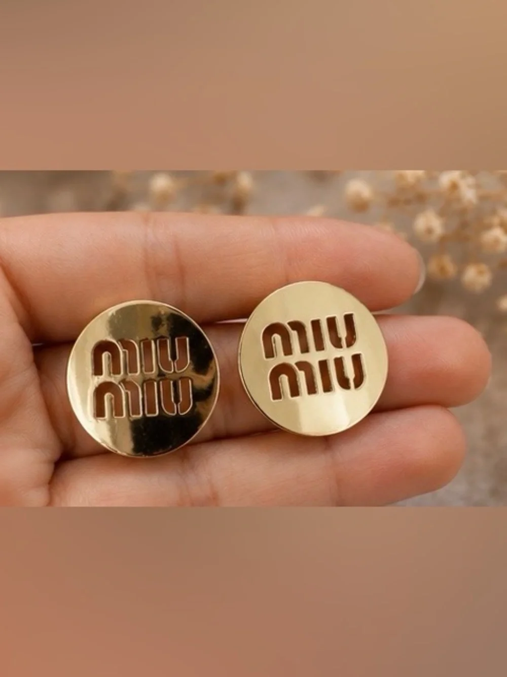 Gold Tone Round Cutout Statement Stud Earrings Minimal Chic Jewelry